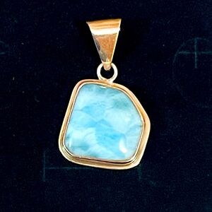 VTG Southwest 925 Sterling Silver Real Larimar Gemstone Pendant